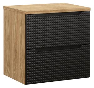 Comad Koupelnová skříňka pod deskové umyvadlo Luxor Black 60 černá/dub olejovaný
