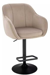 LuxuryForm DESIGN Barová židle AVOLA VELUR na černé kulaté podstavě - latte