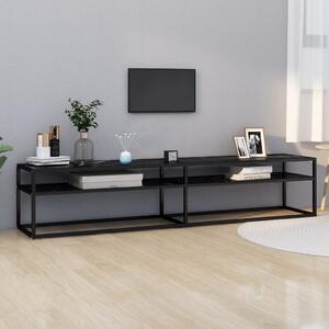 TV stolek černý mramor 200 x 40 x 40,5 cm tvrzené sklo