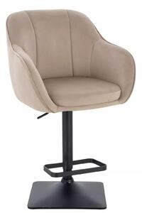 LuxuryForm DESIGN Barová židle AVOLA VELUR na černé hranaté podstavě - latte