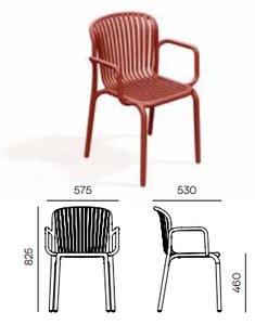 Prosperplast Zahradní židle s područkami BRENES 57,5x53x82,5 cm retro červená