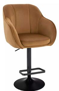 LuxuryForm DESIGN Barová židle AVOLA VELUR na černé kulaté podstavě - medová