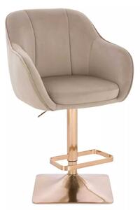 LuxuryForm DESIGN Barová židle AVOLA VELUR na zlaté hranaté podstavě - latte