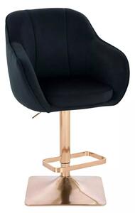 LuxuryForm DESIGN Barová židle AVOLA VELUR na zlaté hranaté podstavě - černá