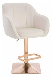 LuxuryForm DESIGN Barová židle AVOLA VELUR na zlaté hranaté podstavě - bílá
