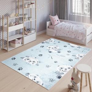 Modrý dětský koberec s motivem pandy