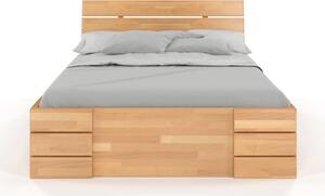 Buková postel s úložným prostorem - Sandemo Drawers , Buk přírodní, 140x200 cm
