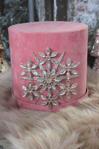 Růžová vánoční dekorace se svíčkou 38cm