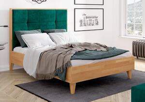 Buková postel s čalouněným čelem - Frida, , Buk přírodní, 140x200 cm