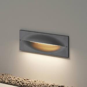 Lucande LED nástěnné svítidlo Zandro, 25 cm, antracit, IP65, Černá, Hliník, Moderní, Zapuštěné hranaté