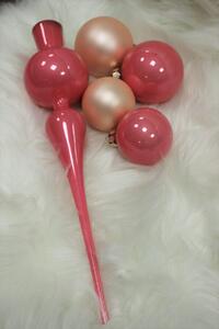 Růžové perleťové vánoční ozdoby so špicem 19ks