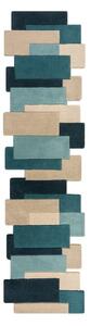 Modro-béžový vlněný běhoun 60x230 cm Abstract Collage – Flair Rugs