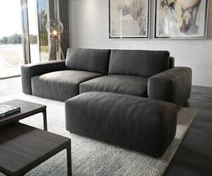 DELIFE Pohovka XL Lanzo 270x130 cm koženka vintage antracitová s taburetem