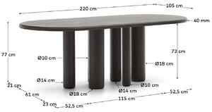 Tmavě hnědý dřevěný jídelní stůl Kave Home Mailen 220 x 105 cm