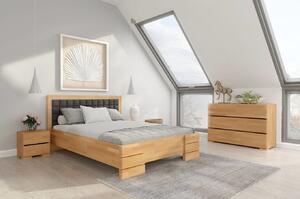 Buková postel s čalouněným čelem - Gotland - zvýšená, , Buk přírodní, 200x200 cm