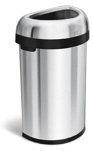 Odpadkový koš Simplehuman pro komerční využití 60 l, půlkulatý, otevřený, kartáčovaná ocel