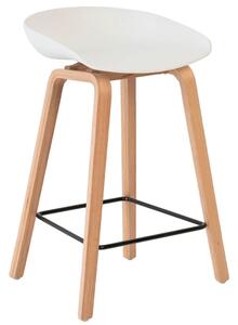 Bílá barová židle Somcasa Ruth s dřevěnou podnoží 74 cm