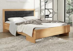 Buková postel s čalouněným čelem - Kalmar - zvýšená, , 160x200 cm
