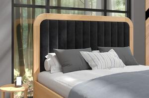 Buková postel s čalouněným čelem - Modena - zvýšená, , 140x200 cm