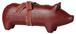 Dřevěný svícen Wooden Pig Advent Medium Red