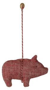 Závěsná textilní vánoční ozdoba Pig Red