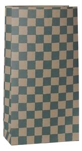 Papírový sáček Checker Petrol 30,5 cm – set 5 kusů