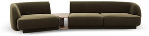 Čtyřmístná pohovka Milany se stolkem 303 cm samet levá zelená
