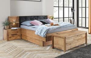 Manželská dubová postel Denver s úložným prostorem , Dub přírodní, 140x200 cm