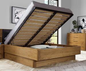 Manželská dubová postel Denver s úložným prostorem , Dub přírodní, 200x200 cm