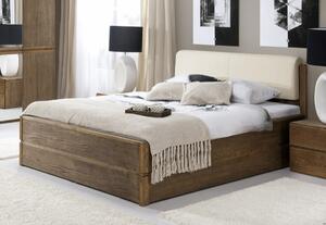 Dubová postel s úložným prostorem - Atlanta - dub pálený , Dub pálený, 160x200 cm