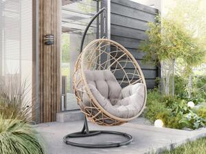 Závesné kreslo Rawkis, Barva: korpus: šedý / přírodní ratan + polštáře: šedé 5903211327162