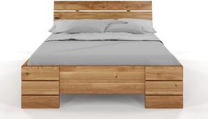 Dubová postel Sandemo - zvýšená - bezbarvý olej , Dub přírodní, 140x200 cm