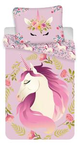 Jerry Fabrics Dětské bavlněné povlečení Unicorn flowers, 140 x 200 cm, 70 x 90 cm