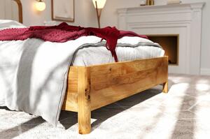Dubová postel s čalouněným čelem Modena - bezbarvý olej Dub přírodní 140x200 cm