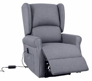 TV křeslo ušák STILO PLUS s elektrickým polohováním — látka, šedá, nosnost 130 kg