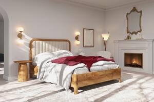 Dubová postel s čalouněným čelem Modena - bezbarvý olej Dub přírodní 140x200 cm