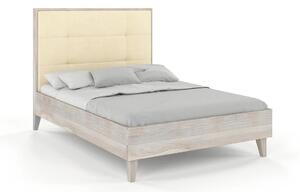 Dubová postel s čalouněným čelem Frida - bělený olej Dub sonoma 140x200 cm