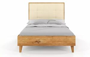 Dubová postel s čalouněným čelem Frida - bezbarvý olej Dub přírodní 200x200 cm