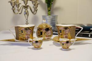 HOME ELEMENTS Porcelánový set - šapo sady, mléčenky a cukřenka - Klimt Polibek