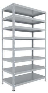 Šroubovaný regál do sklepa Biedrax 30 x 100 x 250 cm, světle šedý, 8 polic, nosnost 150 kg na polici
