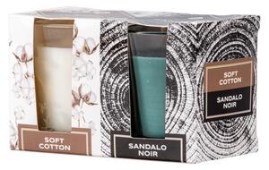 Emocio vonná svíčka ve skle Soft Cotton & Sandalo Noir 2 ks v krabičce 52x65mm