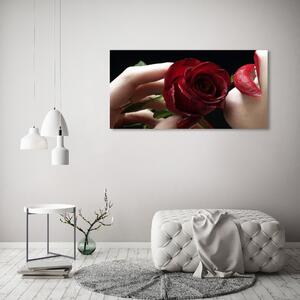 Foto obraz na plátně Žena s růži oc-6668624
