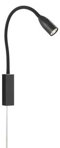 Fischer Honsel 30170 STEN - Nástěnná LED černá čtecí lampička s husím krkem a bezdotykovým vypínačem, LED 5W, 420lm, 3000K (Čtecí nástěnná lampa nejen do ložnice nad postel)