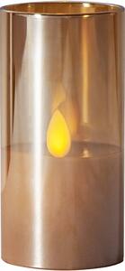 Oranžová LED vosková svíčka ve skle Star Trading M-Twinkle, výška 10 cm