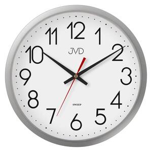 JVD Stříbrné nástěnné netikající kulaté hodiny JVD HP614.2