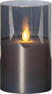 Šedá LED vosková svíčka ve skle Star Trading M-Twinkle, výška 12,5 cm