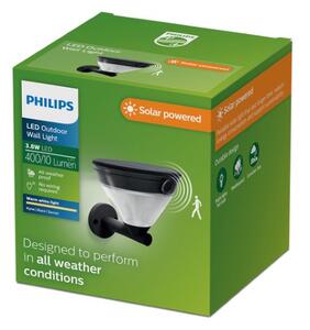 Solární nástěnné svítidlo se senzorem LED 2700K čierna IP44 PHILIPS Kyna 8721103105592