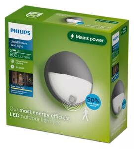 Venkovní nástěnné svítidlo se senzorem LED 2700K antracitová IP44 PHILIPS UltraEfficient Capricorn 8721103109996