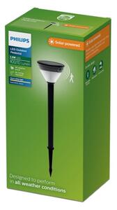 Solární zahradní sloupek LED 2700K čierna IP44 PHILIPS Kyna 8721103105615