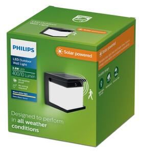 Solární nástěnné svítidlo se senzorem LED 2700K čierna IP44 PHILIPS Diara 8721103105530